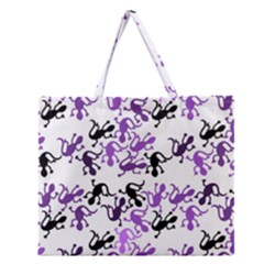 Lizards Pattern - Purple Zipper Large Tote Bag by Valentinaart