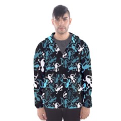 Cyan Lizards Pattern Hooded Wind Breaker (men) by Valentinaart