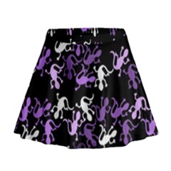 Purple Lizards Pattern Mini Flare Skirt by Valentinaart