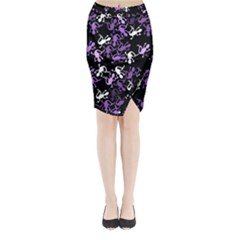 Purple Lizards Pattern Midi Wrap Pencil Skirt by Valentinaart