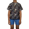 Floral Skulls With Sugar On Kids  Short Sleeve Swimwear View1