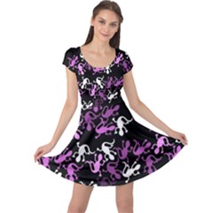 Magenta Lizards Pattern Cap Sleeve Dresses by Valentinaart