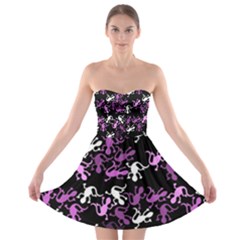 Magenta Lizards Pattern Strapless Bra Top Dress by Valentinaart