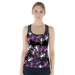 Magenta Lizards Pattern Racer Back Sports Top by Valentinaart