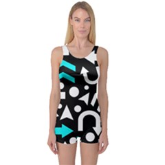 Right Direction - Cyan One Piece Boyleg Swimsuit by Valentinaart