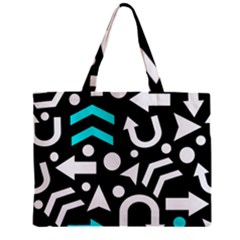 Right Direction - Cyan Zipper Mini Tote Bag by Valentinaart