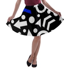 Right Direction - Blue  A-line Skater Skirt by Valentinaart