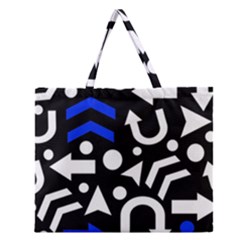 Right Direction - Blue  Zipper Large Tote Bag by Valentinaart