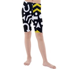 Right Direction - Yellow Kids  Mid Length Swim Shorts by Valentinaart