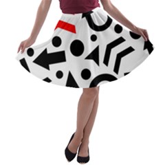 Red Right Direction A-line Skater Skirt by Valentinaart