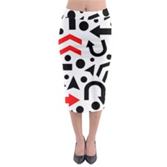 Red Right Direction Midi Pencil Skirt by Valentinaart