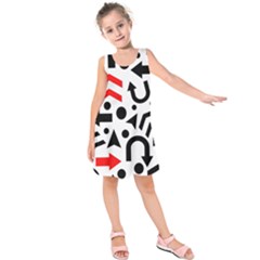 Red Right Direction Kids  Sleeveless Dress by Valentinaart