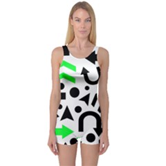 Green Right Direction  One Piece Boyleg Swimsuit by Valentinaart