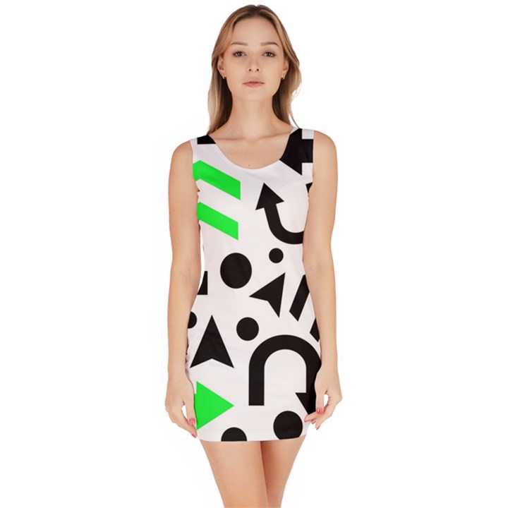 Green right direction  Sleeveless Bodycon Dress