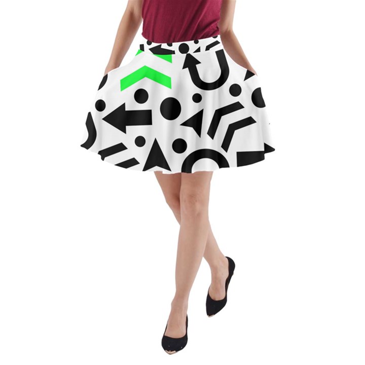 Green right direction  A-Line Pocket Skirt