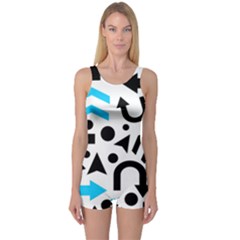 Cyan Right Direction One Piece Boyleg Swimsuit by Valentinaart