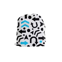 Cyan Right Direction Drawstring Pouches (medium)  by Valentinaart