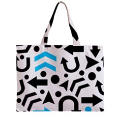 Cyan Right Direction Zipper Mini Tote Bag by Valentinaart