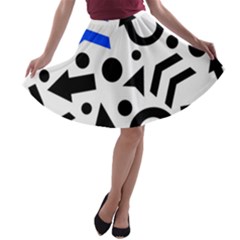 Blue Right Direction A-line Skater Skirt by Valentinaart