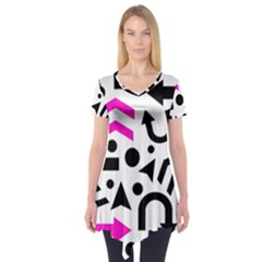 Magenta Right Direction Short Sleeve Tunic  by Valentinaart