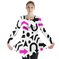 Magenta Right Direction Long Sleeve Tunic  by Valentinaart