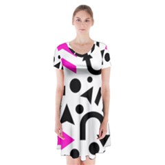 Magenta Right Direction Short Sleeve V-neck Flare Dress by Valentinaart