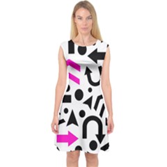 Magenta Right Direction Capsleeve Midi Dress by Valentinaart