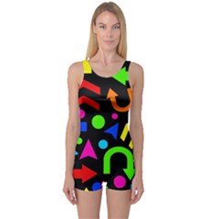 Right Direction - Colorful One Piece Boyleg Swimsuit by Valentinaart