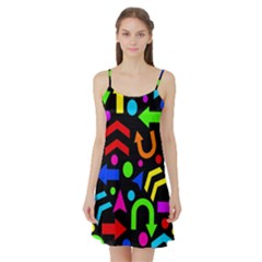 Right Direction - Colorful Satin Night Slip by Valentinaart