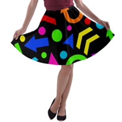 Right Direction - Colorful A-line Skater Skirt by Valentinaart