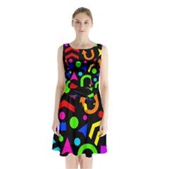 Right Direction - Colorful Sleeveless Chiffon Waist Tie Dress by Valentinaart