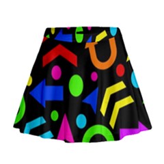 Right Direction - Colorful Mini Flare Skirt by Valentinaart