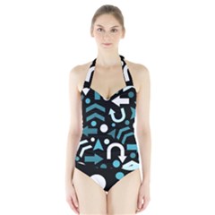 Cyan Direction  Halter Swimsuit