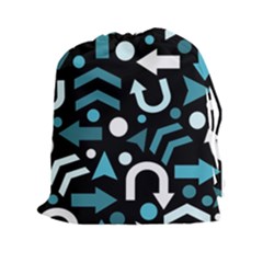 Cyan Direction  Drawstring Pouches (xxl) by Valentinaart