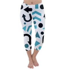 Cyan Direction Pattern Capri Winter Leggings  by Valentinaart