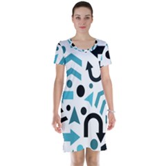 Cyan Direction Pattern Short Sleeve Nightdress by Valentinaart