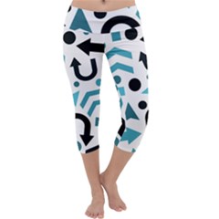 Cyan Direction Pattern Capri Yoga Leggings by Valentinaart