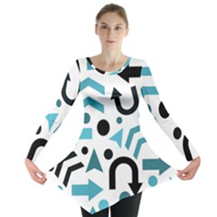 Cyan Direction Pattern Long Sleeve Tunic  by Valentinaart