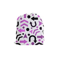 Magenta Direction Pattern Drawstring Pouches (medium)  by Valentinaart