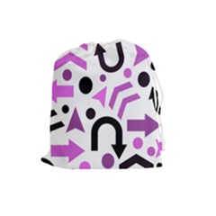 Magenta Direction Pattern Drawstring Pouches (large)  by Valentinaart