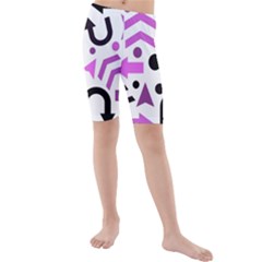 Magenta Direction Pattern Kids  Mid Length Swim Shorts by Valentinaart