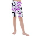 Magenta direction pattern Kids  Mid Length Swim Shorts View1