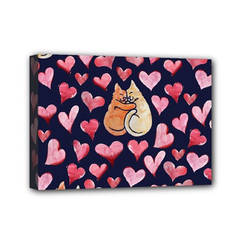 Crazy Cat Love Mini Canvas 7  X 5  by BubbSnugg