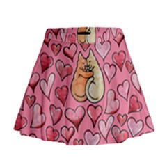 Cat Love Valentine Mini Flare Skirt by BubbSnugg