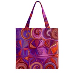 Candy Abstract Pink, Purple, Orange Zipper Grocery Tote Bag