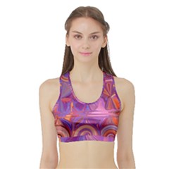 Candy Abstract Pink, Purple, Orange Sports Bra With Border