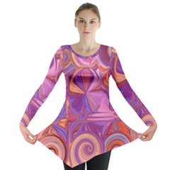 Candy Abstract Pink, Purple, Orange Long Sleeve Tunic 