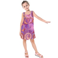 Candy Abstract Pink, Purple, Orange Kids  Sleeveless Dress