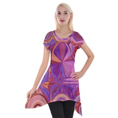 Candy Abstract Pink, Purple, Orange Short Sleeve Side Drop Tunic