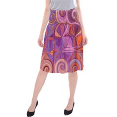 Candy Abstract Pink, Purple, Orange Midi Beach Skirt